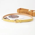 Ceinture fine en cuir jaune vif pour femme avec boucle ardillon dorée élégante - Light jaune