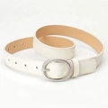 Cintura da donna in finta pelle bianco panna con fibbia ovale in metallo argento - Bianco