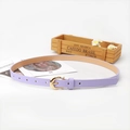 Ceinture minimaliste en similicuir lavande pour femme avec boucle en métal doré en D - Violet