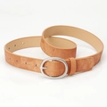 Cintura da donna marrone cammello con fibbia rotonda vintage in argento opaco - Cammello