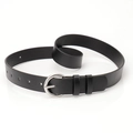 Cinturón chic de cuero negro con hebilla circular de aleación para jeans casuales - Negro