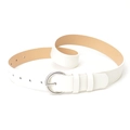 Cinturón blanco chic para mujer con hebilla redonda de aleación de plata elegante - Blanco