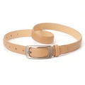 Ceinture minimaliste en cuir kaki pour jeans avec boucle à ardillon argentée - Khaki