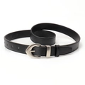 Cinturón clásico de cuero PU negro con hebilla de hebijón plateada para vestidos de mujer - Negro