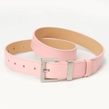 Minimalistischer rosa Damen Gürtel aus PU Leder mit silberner Schnalle und Ziernähten - Rosa