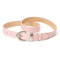 Elegante cinturón de mujer en cuero PU rosa claro con hebilla de pasador plata mate - Rosa