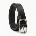 Eleganter schwarzer PU-Ledergürtel für Damen mit polierter silberner Metall-Dornschließe - 103CM / Schwarz