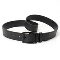 Ceinture classique en cuir noir avec boucle ardillon noire mate pour tenues décontractées - Noir
