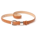 Ceinture fine en similicuir marron pour femme avec boucle argentée et boucles en métal - Camel