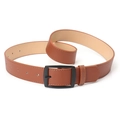 Ceinture en cuir marron avec boucle ardillon en métal noir mat pour jeans - Camel