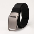 Cintura tattica da uomo in nylon nero con fibbia automatica in metallo grigio opaco - Nero