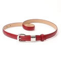 Ceinture fine en similicuir rouge vif avec boucle argentée polie pour les robes - Rouge Ancorra