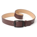 Ceinture classique en cuir marron foncé avec boucle ardillon noire mate pour jeans décontractés - café