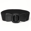 Large ceinture élastique noire pour femme avec boucle rectangulaire élégante en cuir - Noir