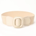 Ceinture large élastique pour femme avec grande boucle beige pour manteaux - Beige