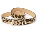 Damen-Gürtel aus PU-Leder mit Leopardenmuster und klassischer silberner Schnalle - Leopardenmuster Beige