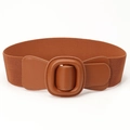 Ceinture large élastique pour femme avec boucle en cuir marron camel pour les manteaux - Camel