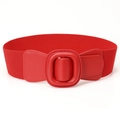 Ceinture élastique large pour femme en rouge avec boucle recouverte pour manteaux - Rouge