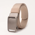 Khaki heavy-duty nylon belt for men and women featuring a matte alloy automatic buckle - Beige