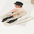Elegante cintura a catena di perle bianche multistrato con chiusura a moschettone - Bianco (8143)