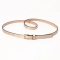 Minimalist light gold skinny belt for women with elegant square metal pin buckle - Gold