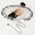 Catena da vita vintage in argento con pendenti a moneta in rilievo e chiusura - Argento