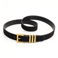 Women's black vintage suede belt featuring a classic golden buckle and metal loops - Black