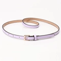 Slim lilac faux leather belt for women with rose gold square buckle and adjustable holes - Purple