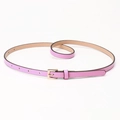 Slim pink faux leather waist belt with gold pin buckle for dresses and blazers - Rose Red