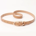Ceinture fine femme en cuir PU abricot avec boucle nœud en métal doré clair - Khaki