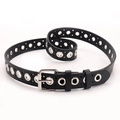 Cintura punk con occhielli in metallo e fibbia argentata per jeans da donna - Stile Occhiello Misto Nero (954)