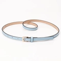 Sky blue minimalist skinny PU leather belt for women with gold square buckle accent - Sky Blue