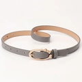 Ceinture grise en cuir PU pour femme avec boucle dorée et petit nœud décoratif - Gris