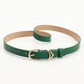 Elegante cintura sottile in pelle verde scuro con fibbia dorata a D per donna - Verde