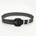 Ceinture tressée noire pour femme avec boucle carrée et design en maille ajourée - Noir