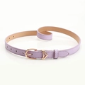 Elegante cintura sottile in pelle color lavanda da donna con fibbia dorata geometrica - Viola