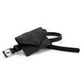 Damen-Gürteltasche aus schwarzem mattem PU-Leder mit abnehmbarer Mini-Umschlagtasche - Schwarz