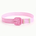 Ceinture tressée rose pour femme avec boucle carrée et bordure en similicuir - Rose