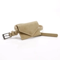Khaki PU-Leder Gürteltasche mit schmalem Gürtel und silberner quadratischer Schnalle - Khaki