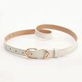 Sottile cintura bianca da donna in pelle con fibbia oro rosa e passante a V - Bianco