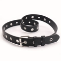 Cintura punk in pelle nera con occhielli argentati e fibbia in metallo da donna - Stile Occhiello A Fila Singola Nero (953)