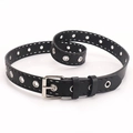Cintura punk nera in PU con doppi occhielli in metallo argento e fibbia quadrata - Stile Occhiello A Doppia Fila Nero (955)