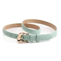 Minimalist light green faux leather belt for women with sleek gold metal buckle - Green