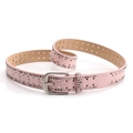 Pink punk style belt for women featuring metallic rivets and star-shaped cutouts with pin buckle - Pink