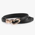 Cintura da donna in ecopelle nera con fibbia metallica a forma di cuore oro rosa - Nero