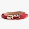 Slanke rode lederen taille riem met gouden hartvormige gesp voor damesjurken - Rood