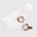 Ceinture élastique blanche pour femme avec boucle en métal cercles dorés entrelacés - Blanc