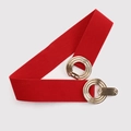 Ceinture élastique rouge pour femmes avec boucle dorée élégante à double anneau - Rouge