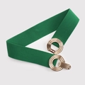 Ceinture élastique vert foncé avec boucle double anneau dorée pour femmes - Vert