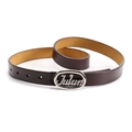 Elegant dark brown leather belt with a silver Julun letter buckle for women - Silver Buckle Coffee